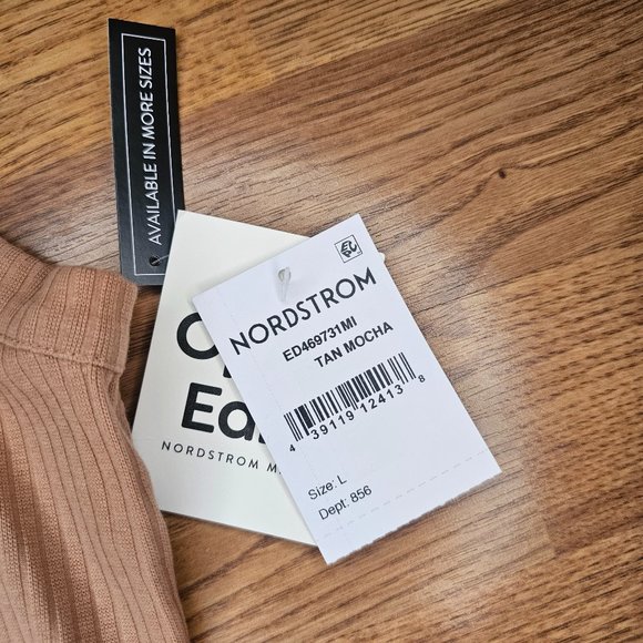 NWT Open Edit by Nordstrom Ribbed Knit Organic Cotton Ribbed Tank in Tan Mocha L - Picture 7 of 7
